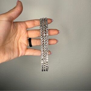 Swarovski Slake Wrap Bracelet Gray Suede Crystal Adjustable Boot Cuff One Size